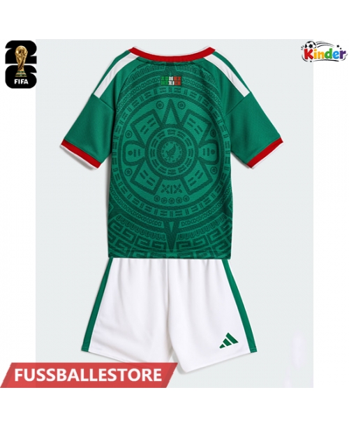 Günstige Mexiko Heimtrikotsatz Kinder WM 2026 Kurzarm (+ Kurze Hosen)